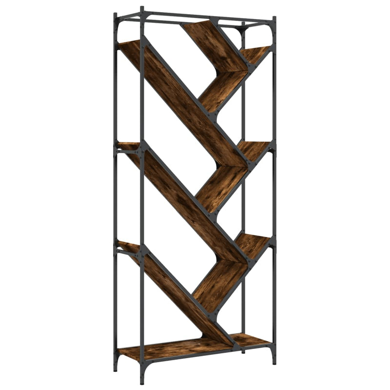 vidaXL füstös tölgy színű szerelt fa és fém könyvszekrény 79x30x180 cm