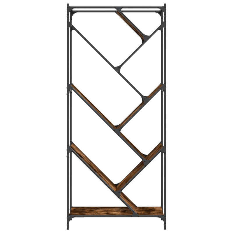 vidaXL füstös tölgy színű szerelt fa és fém könyvszekrény 79x30x180 cm