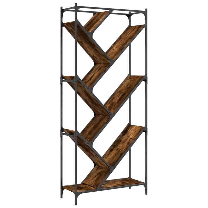 vidaXL füstös tölgy színű szerelt fa és fém könyvszekrény 79x30x180 cm