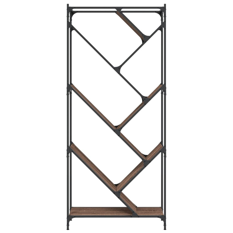 vidaXL barna tölgy színű szerelt fa és fém könyvszekrény 79x30x180 cm