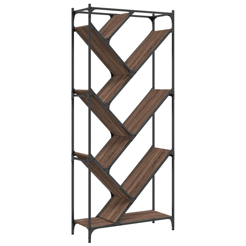 vidaXL barna tölgy színű szerelt fa és fém könyvszekrény 79x30x180 cm