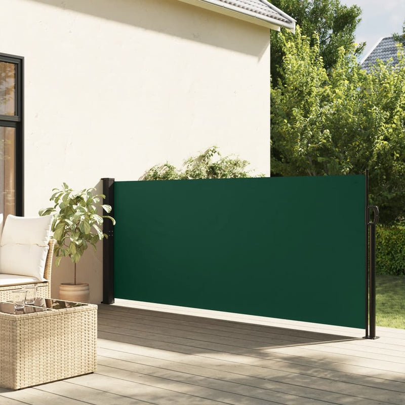 vidaXL sötétzöld behúzható oldalsó napellenző 100 x 300 cm