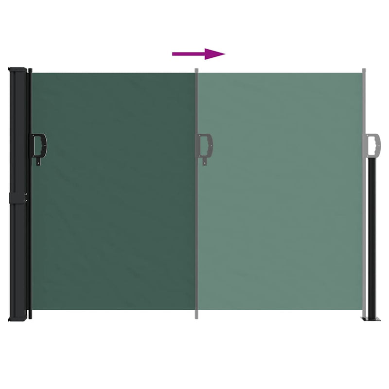 vidaXL sötétzöld behúzható oldalsó napellenző 140 x 300 cm