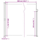 vidaXL fekete behúzható oldalsó napellenző 200 x 300 cm