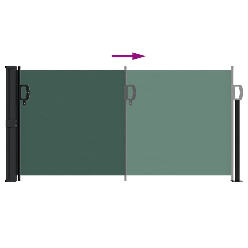 vidaXL sötétzöld behúzható oldalsó napellenző 100 x 500 cm