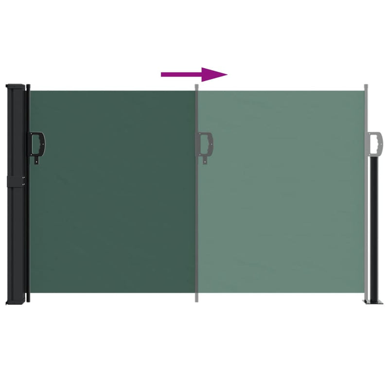 vidaXL sötétzöld behúzható oldalsó napellenző 120 x 500 cm
