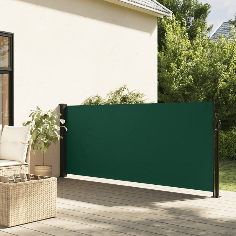 vidaXL sötétzöld behúzható oldalsó napellenző 120 x 500 cm