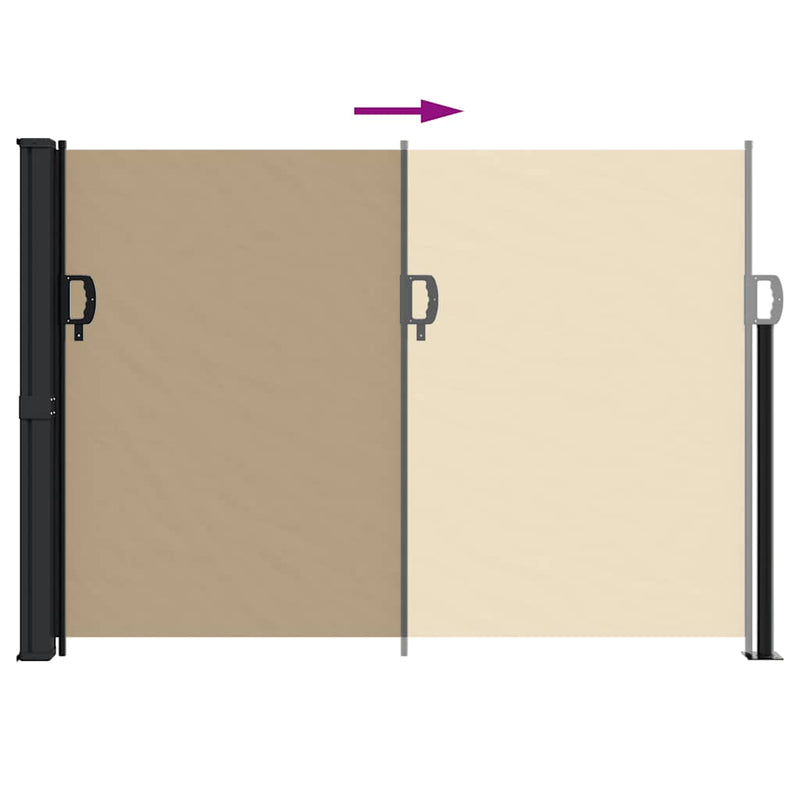 vidaXL bézs behúzható oldalsó napellenző 140 x 500 cm