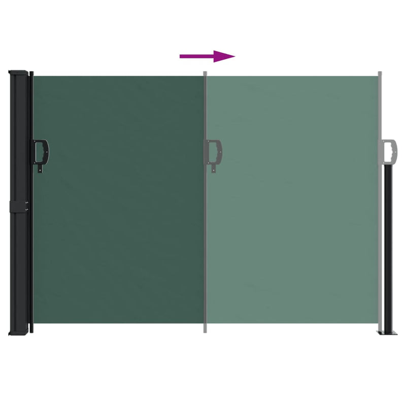vidaXL sötétzöld behúzható oldalsó napellenző 140 x 500 cm