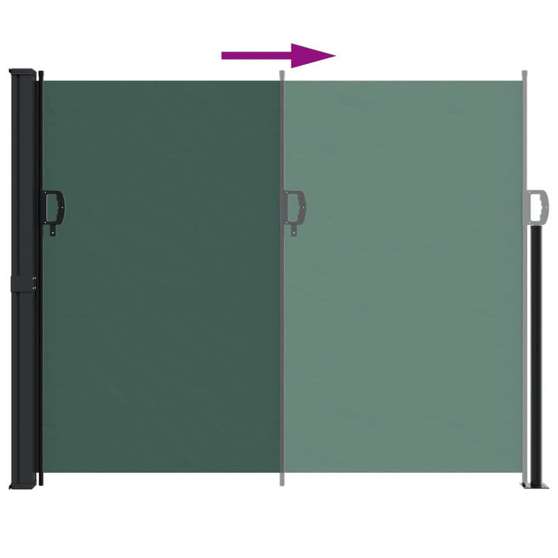 vidaXL sötétzöld behúzható oldalsó napellenző 160 x 500 cm