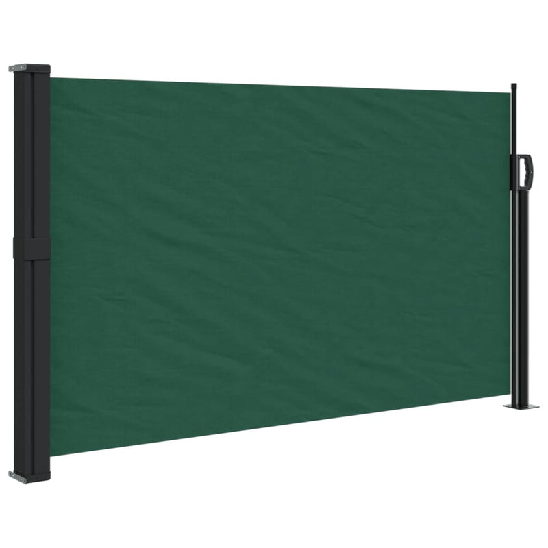 vidaXL sötétzöld behúzható oldalsó napellenző 120 x 600 cm