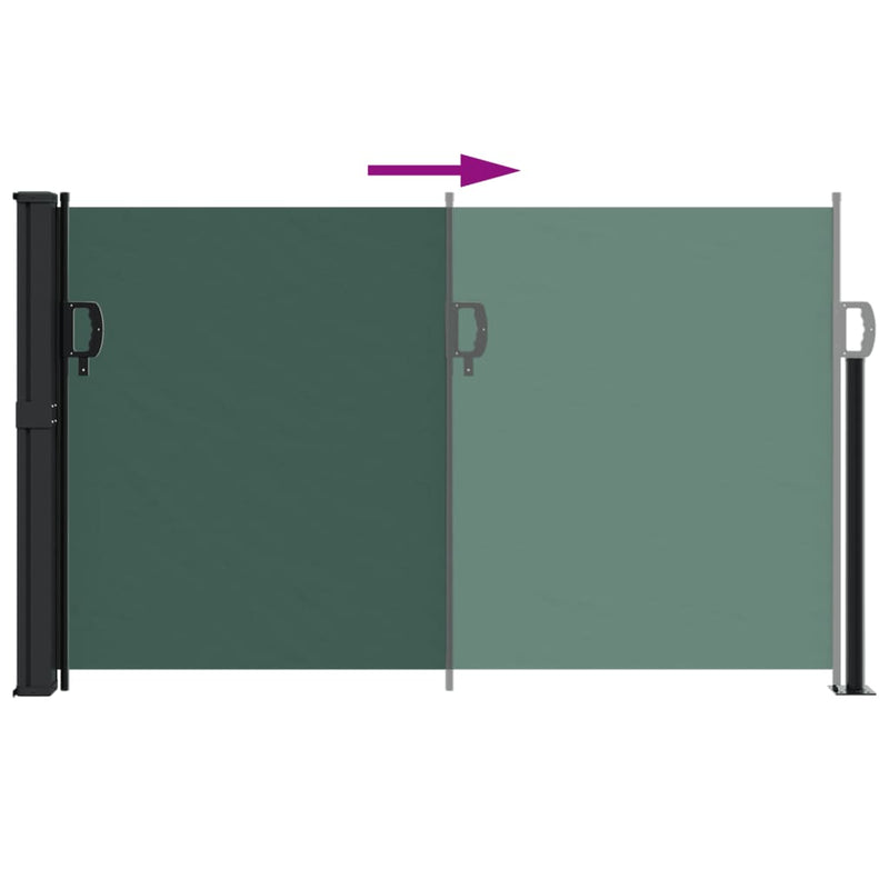 vidaXL sötétzöld behúzható oldalsó napellenző 120 x 600 cm