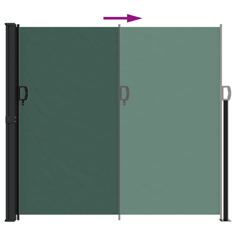 vidaXL sötétzöld behúzható oldalsó napellenző 180 x 600 cm