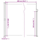 vidaXL bézs behúzható oldalsó napellenző 200 x 600 cm