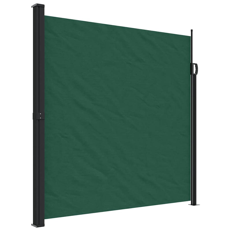 vidaXL sötétzöld behúzható oldalsó napellenző 200 x 600 cm