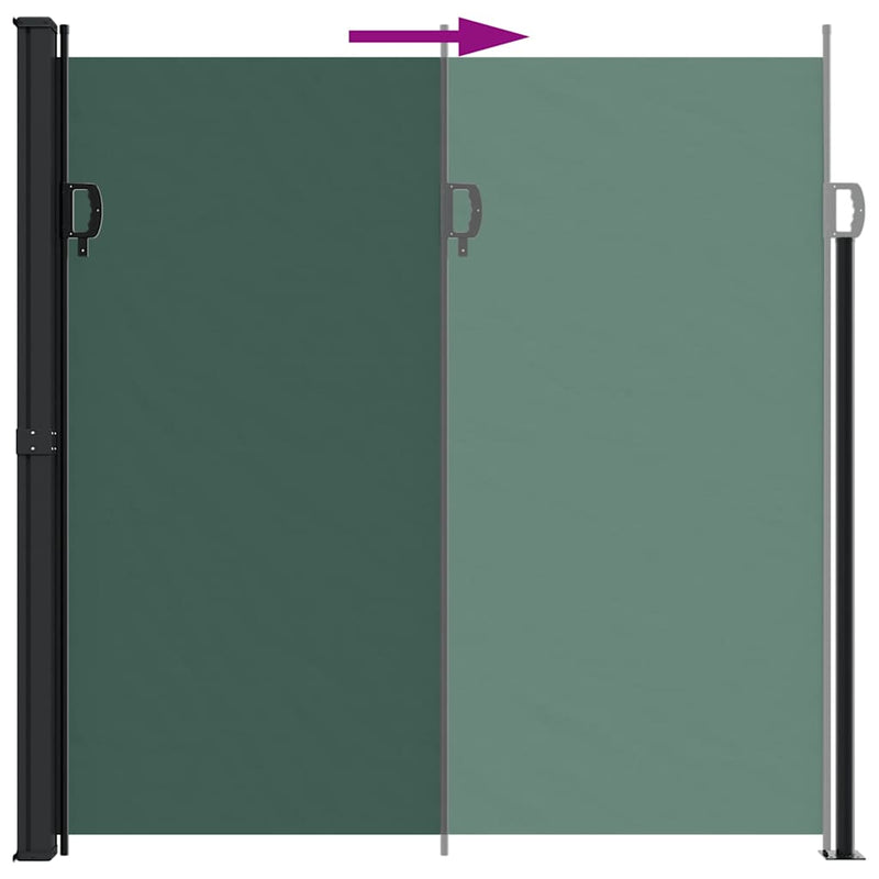 vidaXL sötétzöld behúzható oldalsó napellenző 200 x 600 cm