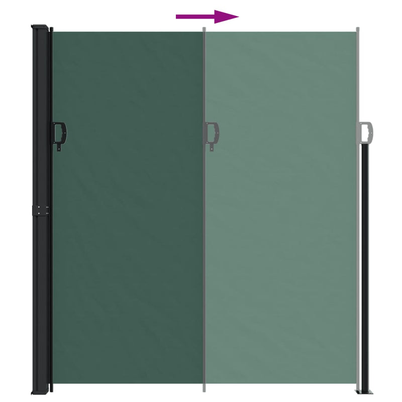 vidaXL sötétzöld behúzható oldalsó napellenző 220 x 600 cm
