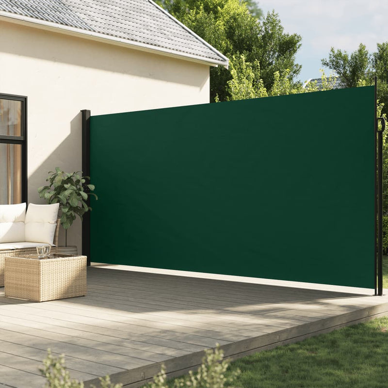 vidaXL sötétzöld behúzható oldalsó napellenző 220 x 600 cm