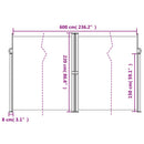 vidaXL fekete behúzható oldalsó napellenző 220 x 600 cm