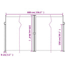 vidaXL antracitszürke behúzható oldalsó napellenző 220 x 600 cm