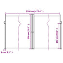 vidaXL antracitszürke behúzható oldalsó napellenző 200 x 1200 cm