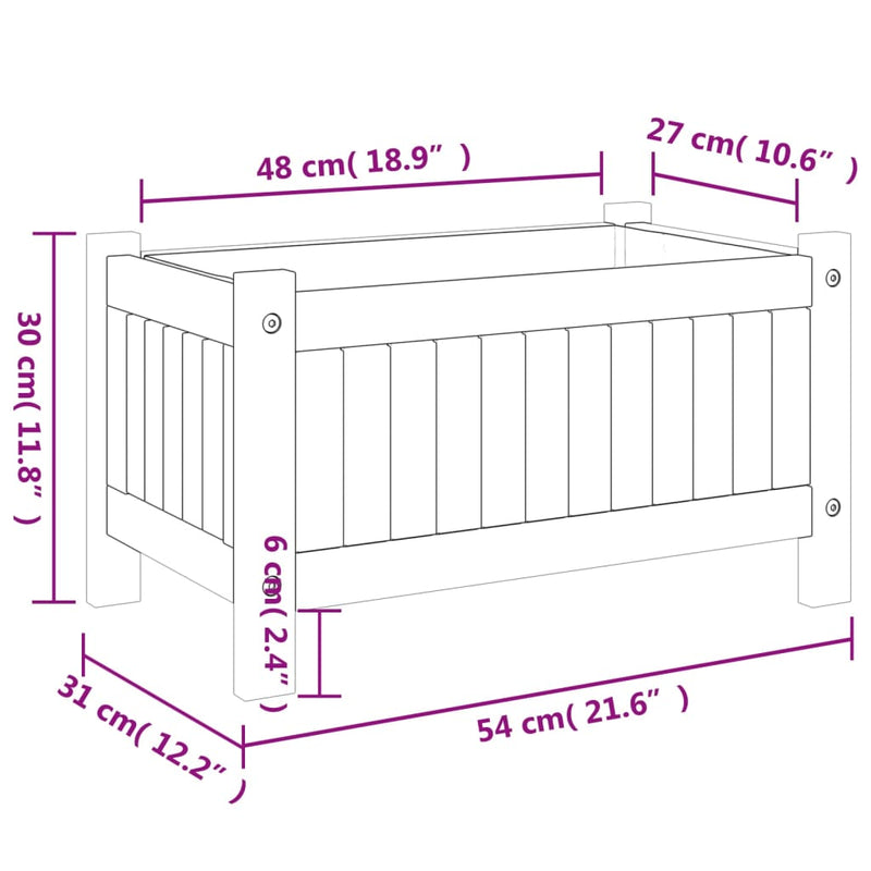 vidaXL tömör akácfa kerti virágtartó béléssel 54 x 31 x 30 cm