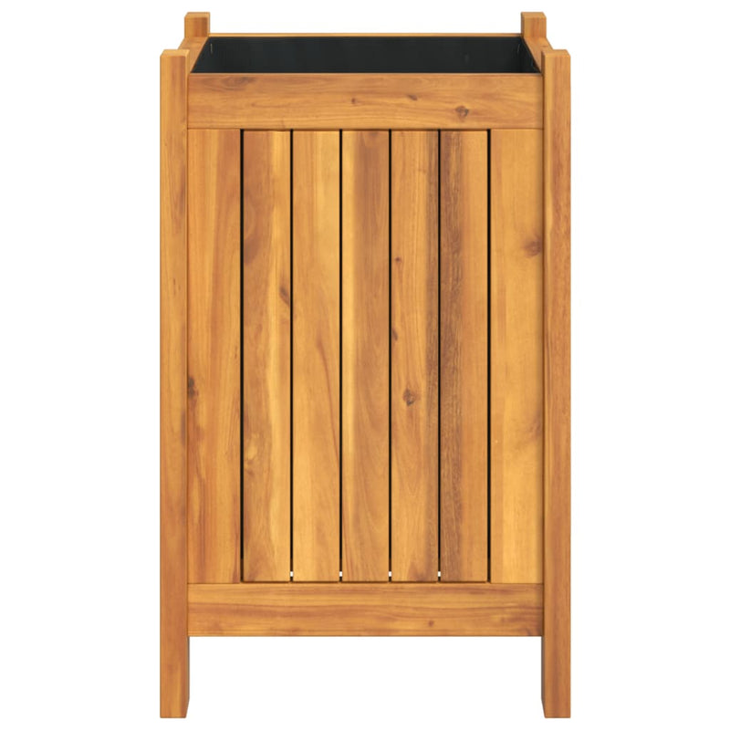 vidaXL tömör akácfa kerti virágtartó béléssel 31 x 31 x 50 cm