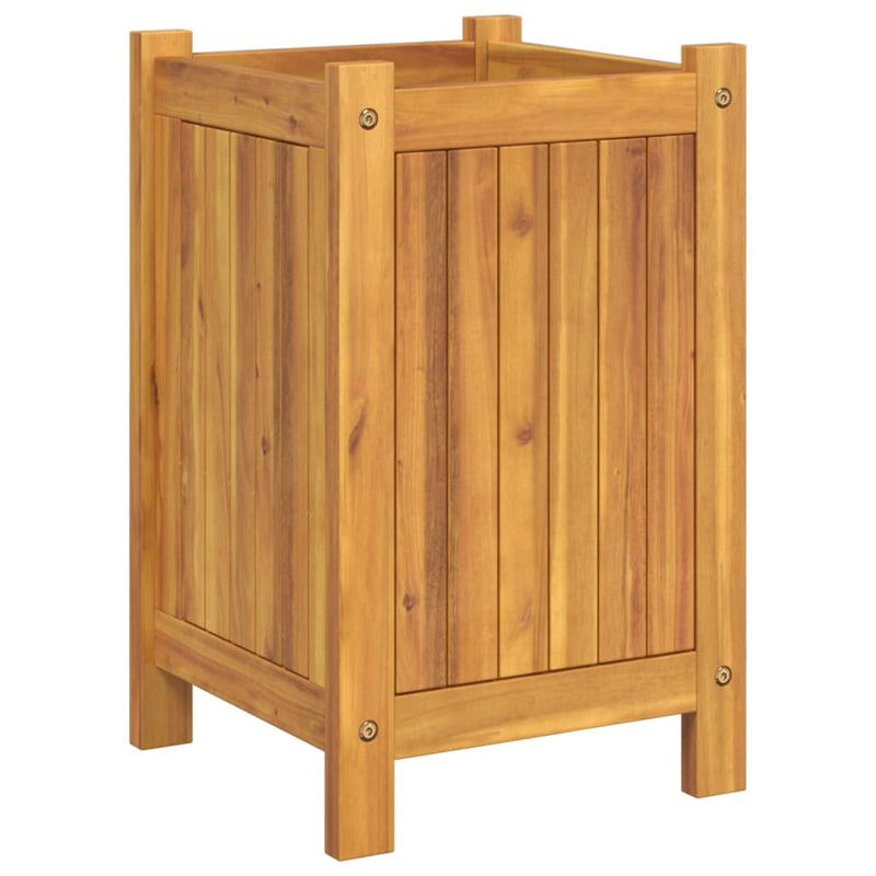 vidaXL tömör akácfa kerti virágtartó béléssel 31 x 31 x 50 cm