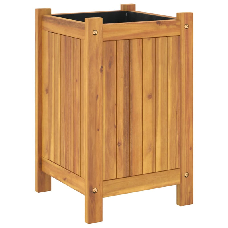 vidaXL tömör akácfa kerti virágtartó béléssel 31 x 31 x 50 cm