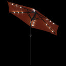 vidaXL terrakotta kerti napernyő LED-del és acél rúddal 225x225x212 cm
