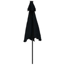 vidaXL fekete kerti napernyő LED-del és acél rúddal 225 x 225 x 212 cm