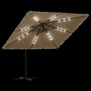 vidaXL barna kerti napernyő LED-del és acél rúddal 246 x 246 x 230 cm