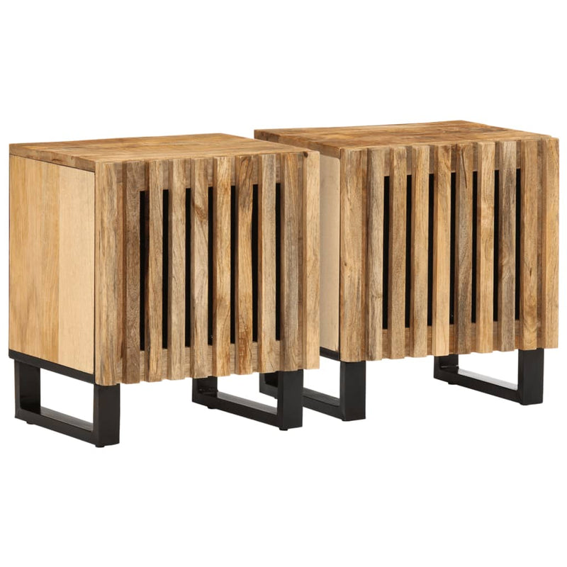 vidaXL 2 db tömör nyers mangófa éjjeliszekrény 40 x 34 x 46 cm