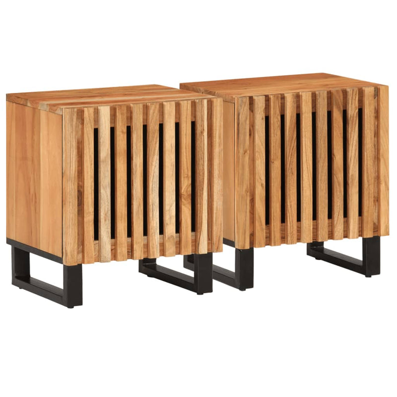 vidaXL 2 db tömör akácfa éjjeliszekrény 40 x 34 x 46 cm