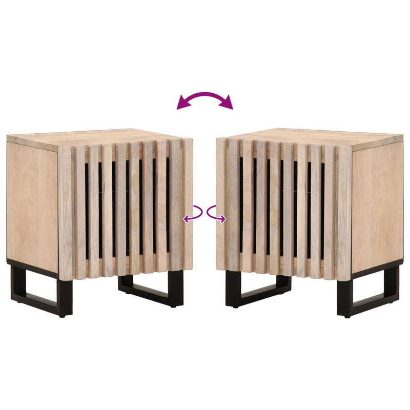 vidaXL 2 db fehérített tömör mangófa éjjeliszekrény 40 x 34 x 46 cm
