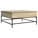 vidaXL sonoma tölgy szerelt fa és fém dohányzóasztal 95 x 95 x 45 cm