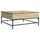vidaXL sonoma tölgy szerelt fa és fém dohányzóasztal 95 x 95 x 45 cm
