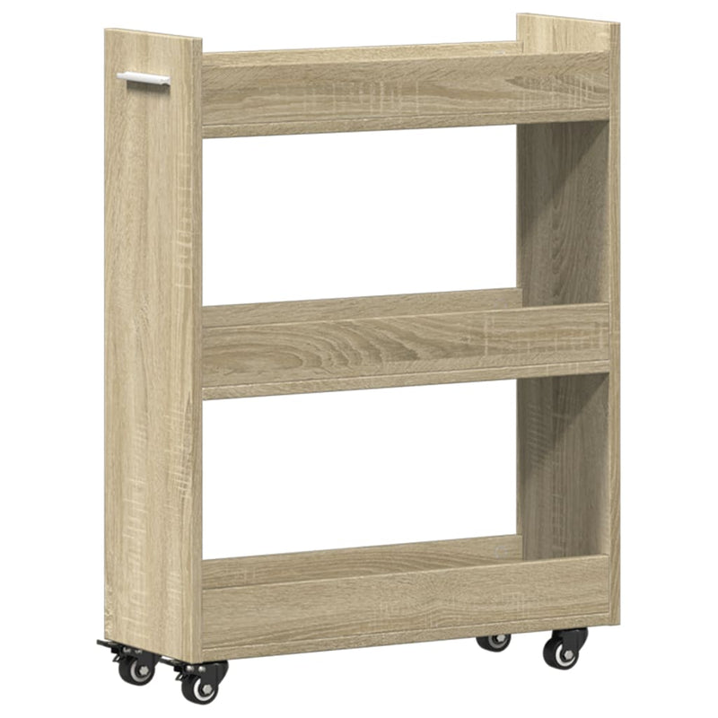 vidaXL sonoma tölgy színű szerelt fa szekrény kerekekkel 60x22x79 cm