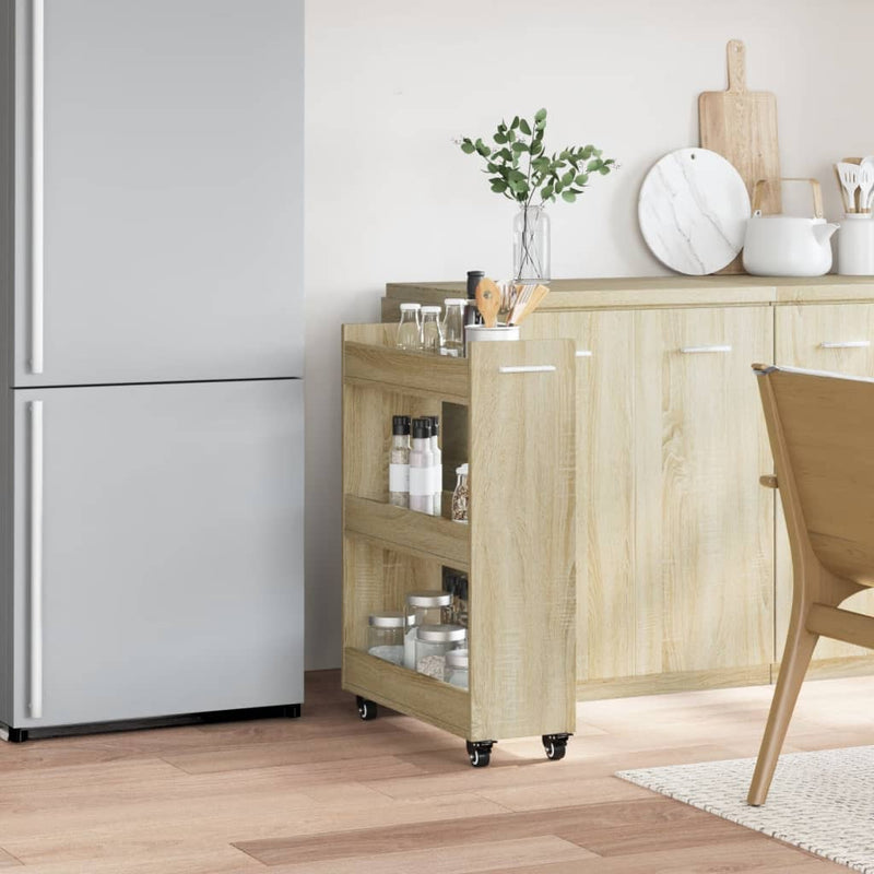 vidaXL sonoma tölgy színű szerelt fa szekrény kerekekkel 60x22x79 cm