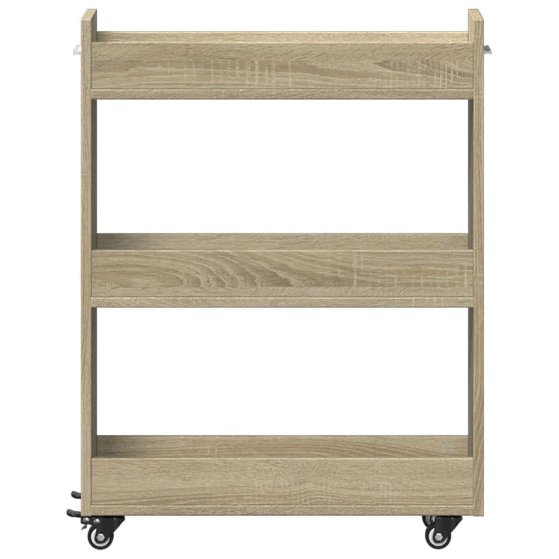 vidaXL sonoma tölgy színű szerelt fa szekrény kerekekkel 60x22x79 cm