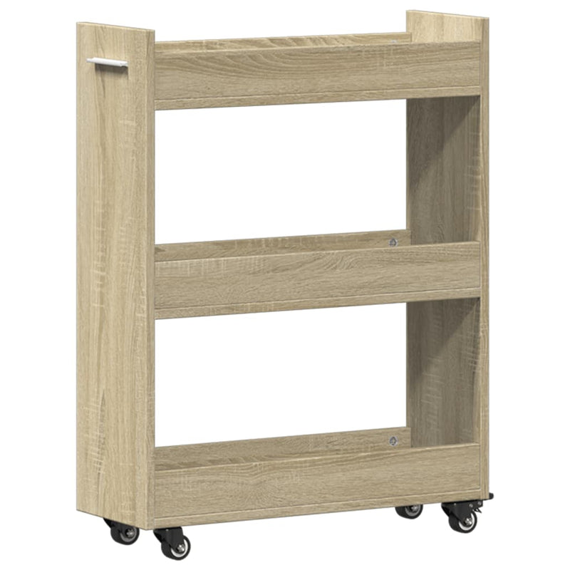vidaXL sonoma tölgy színű szerelt fa szekrény kerekekkel 60x22x79 cm
