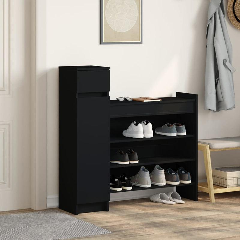 vidaXL fekete szerelt fa cipőszekrény 100,5 x 28 x 100 cm