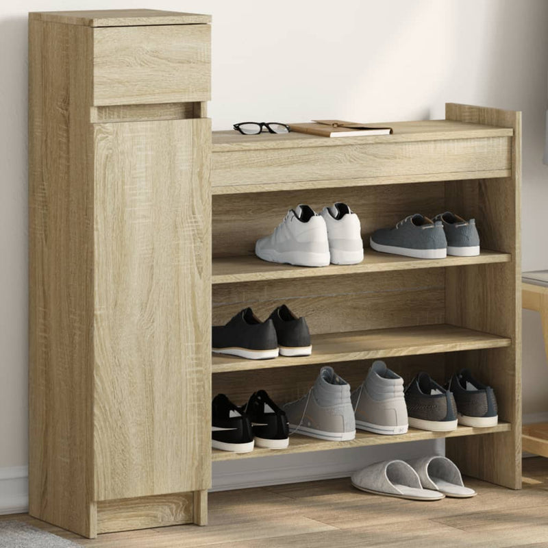 vidaXL sonoma tölgy színű szerelt fa cipőszekrény 100,5 x 28 x 100 cm