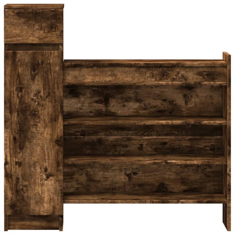 vidaXL füstös tölgy színű szerelt fa cipőszekrény 100,5 x 28 x 100 cm