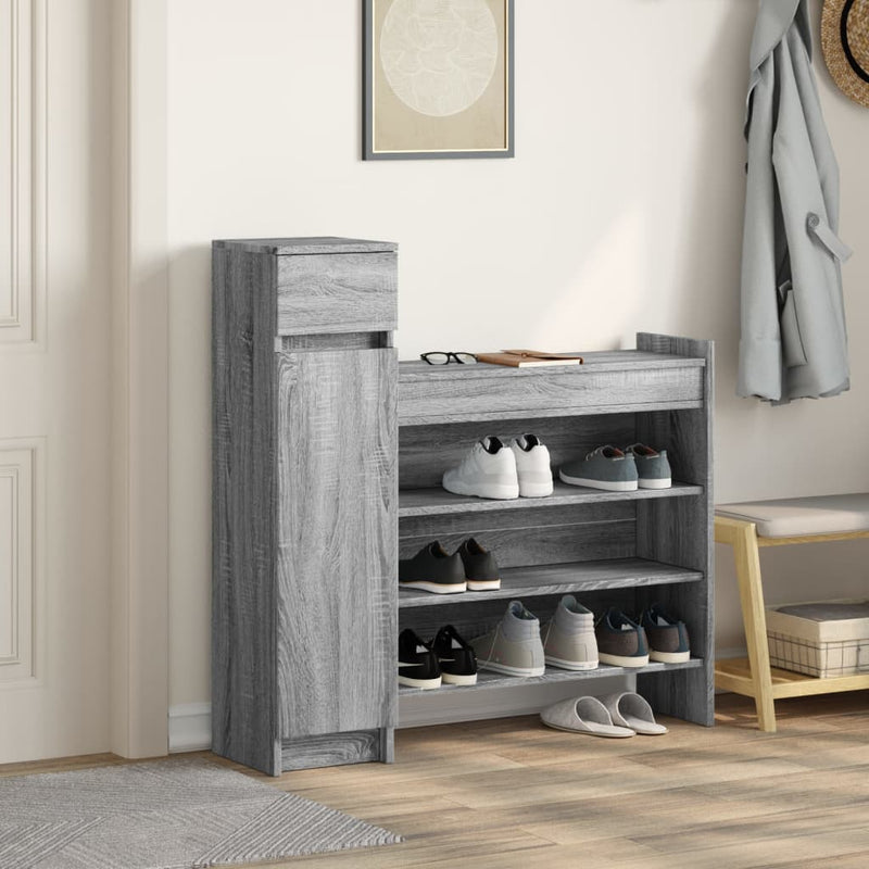 vidaXL szürke sonoma színű szerelt fa cipősszekrény 100,5x28x100 cm