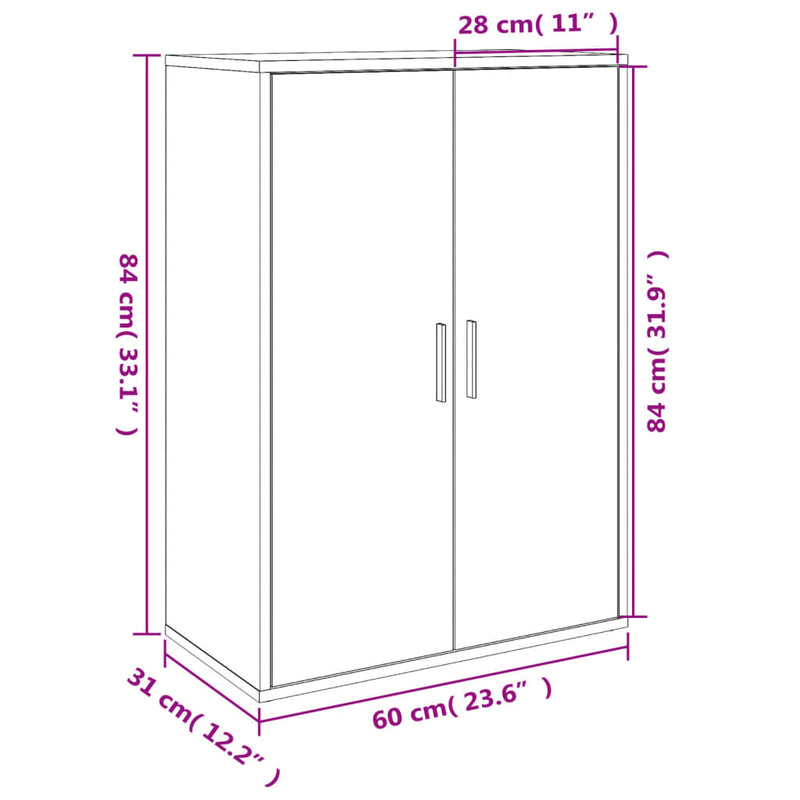 vidaXL betonszürke szerelt fa tálalószekrény 60 x 31 x 84 cm