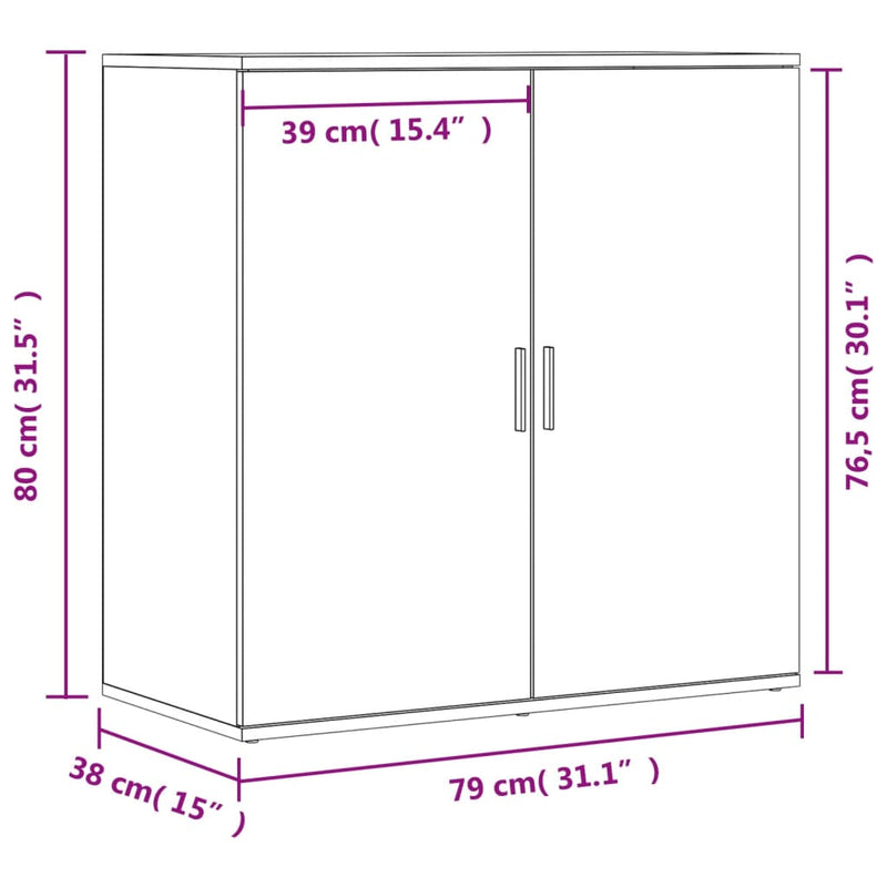 vidaXL füstös tölgy színű szerelt fa tálalószekrény 79 x 38 x 80 cm