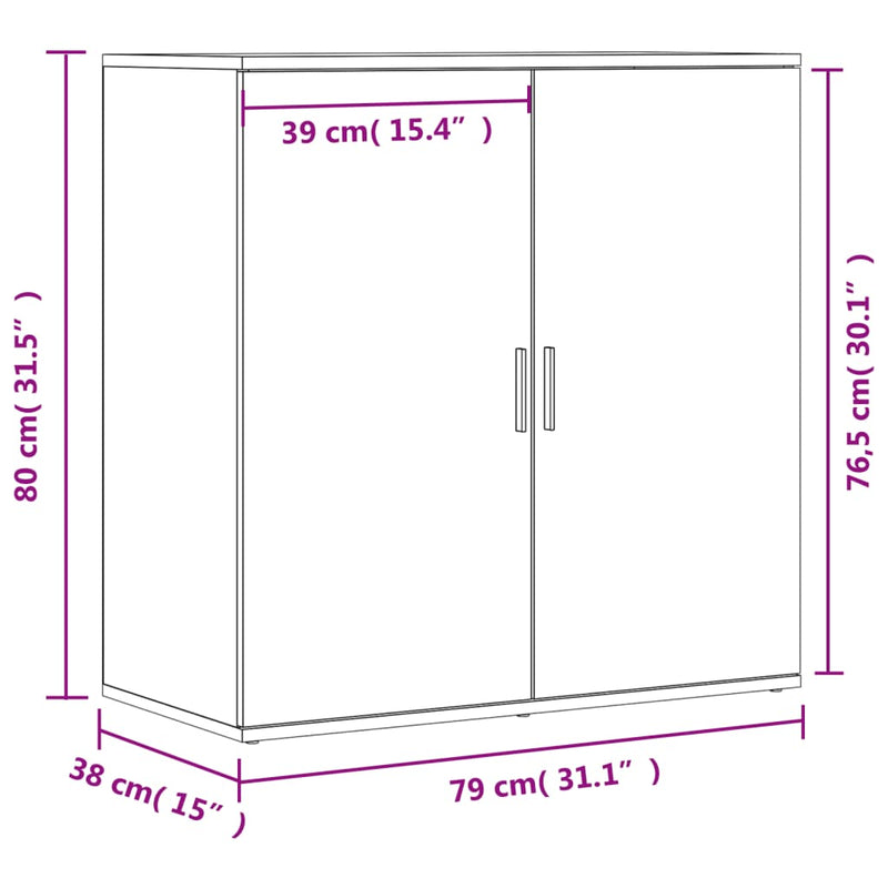 vidaXL szürke sonoma színű szerelt fa tálalószekrény 79 x 38 x 80 cm