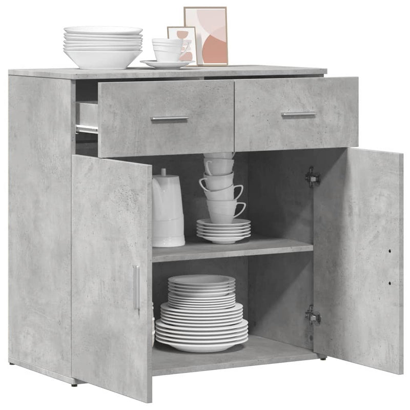 vidaXL betonszürke szerelt fa tálalószekrény 79 x 38 x 80 cm