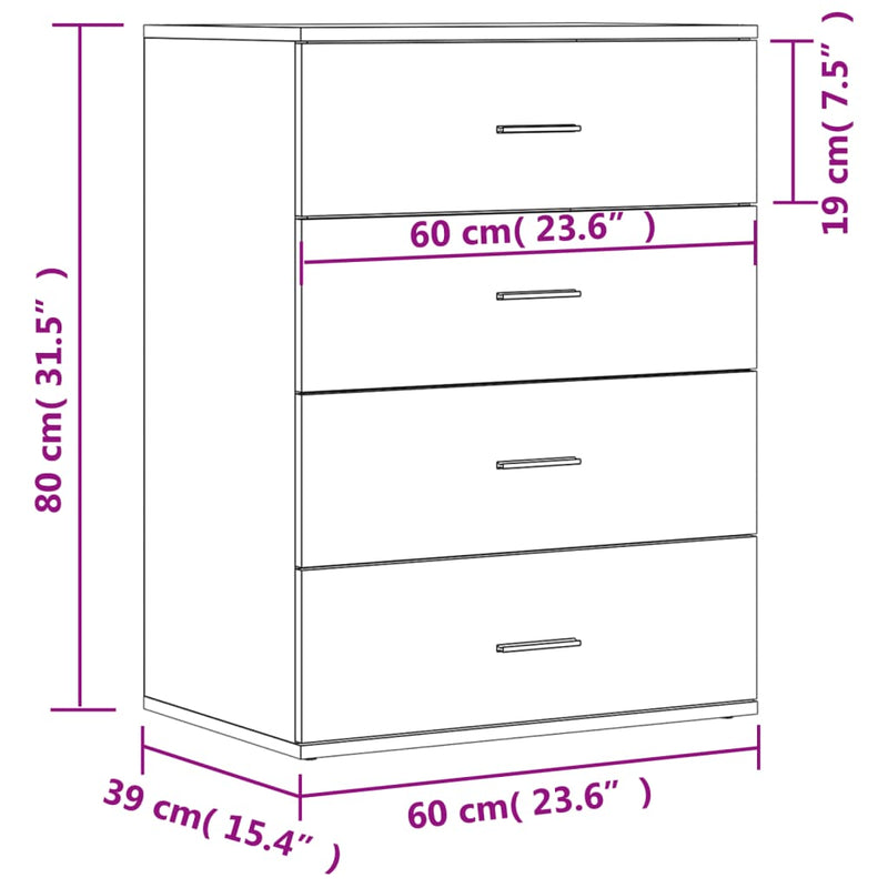 vidaXL barna tölgy színű szerelt fa tálalószekrény 60 x 39 x 80 cm